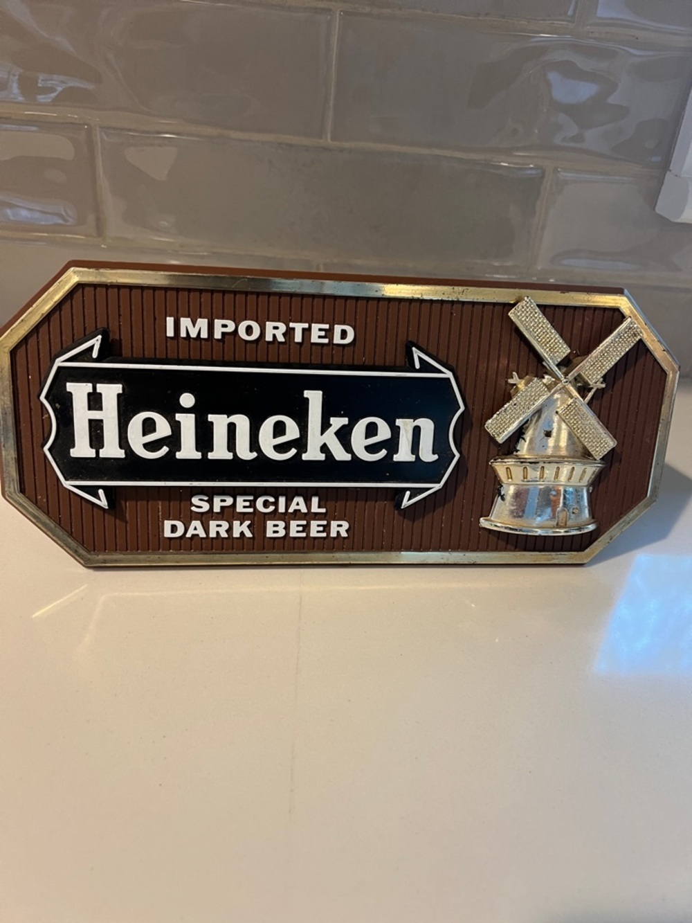 Heineken Special Dark Beer Bar Sign - Brown & Gold Vintage 70's